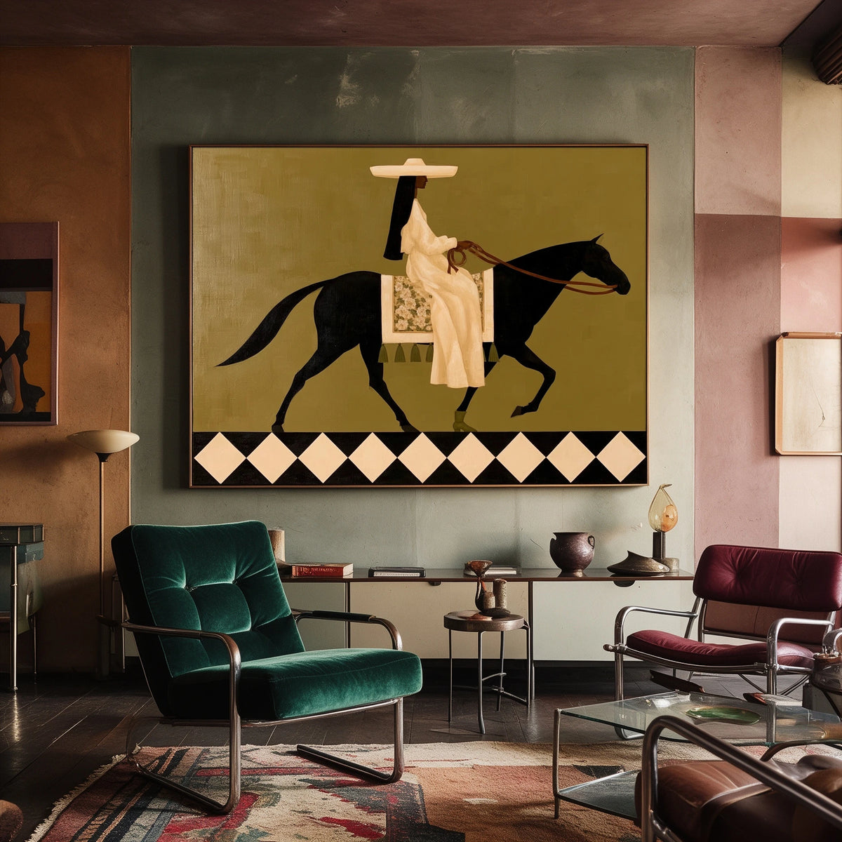 A Checkered Canter — artwork in an interior setting 8