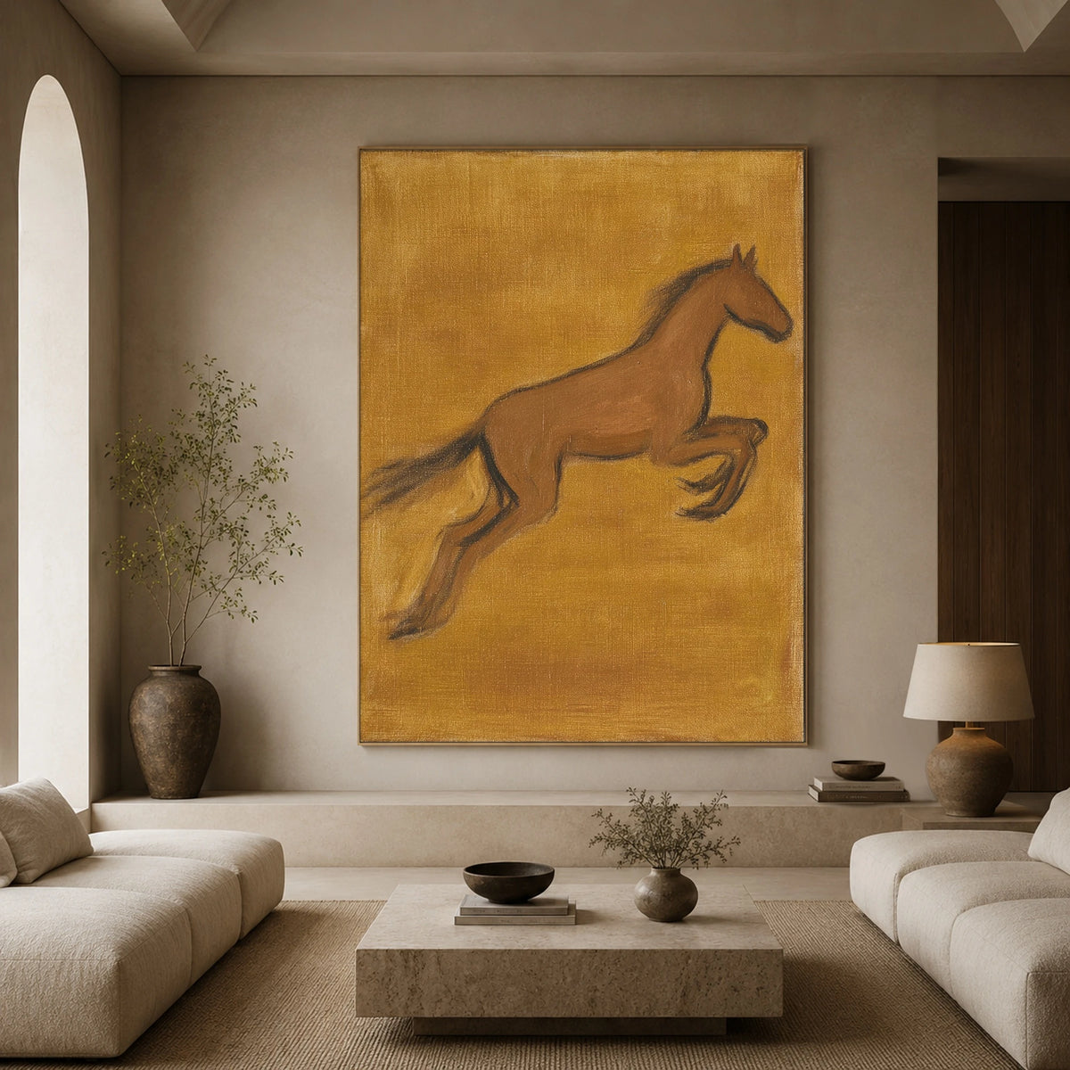 A Leap in Ochre — front view in a living space