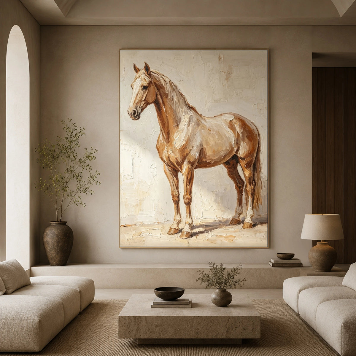 A Palomino at Rest — front view in a living space