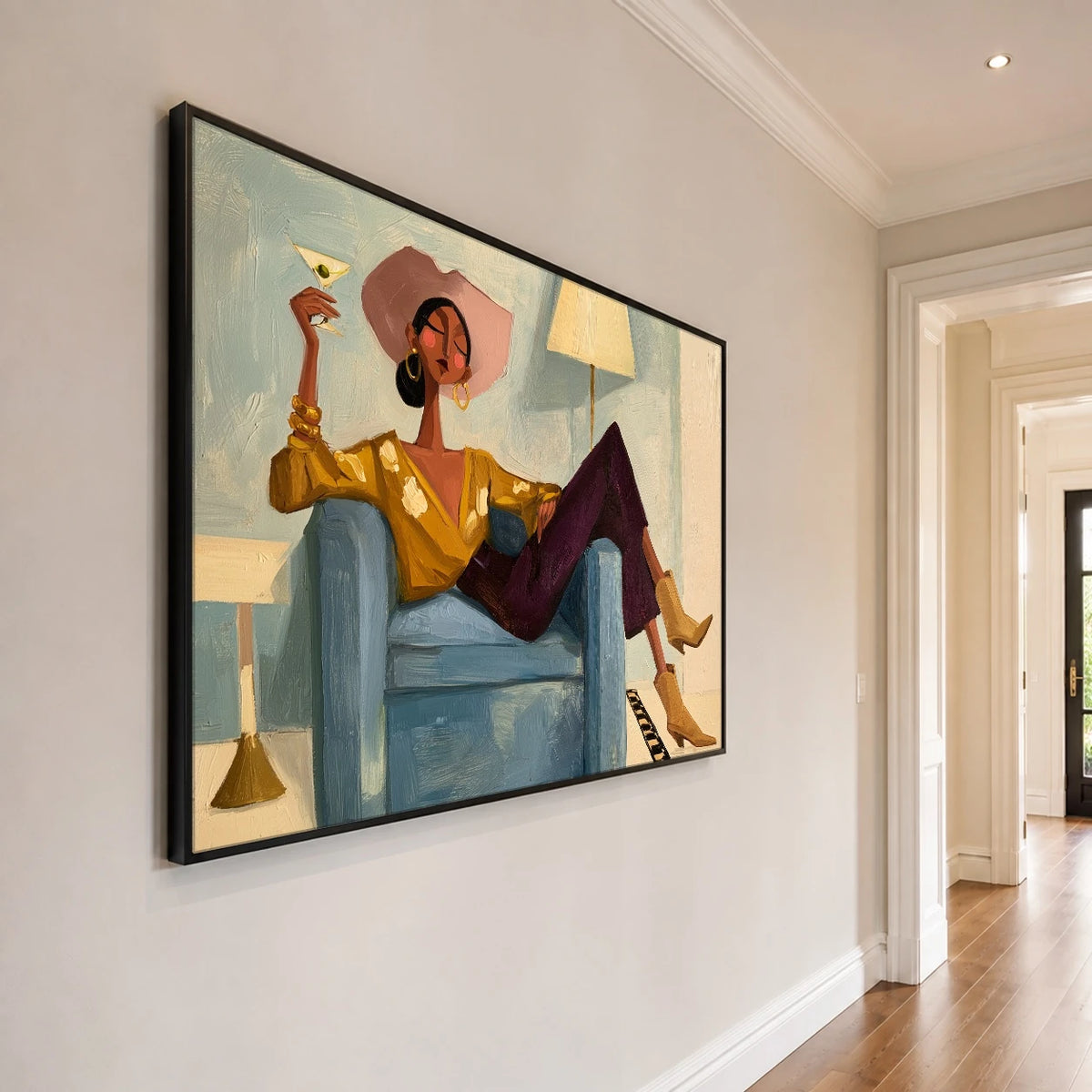 A Toast in Teal — side view of the artwork