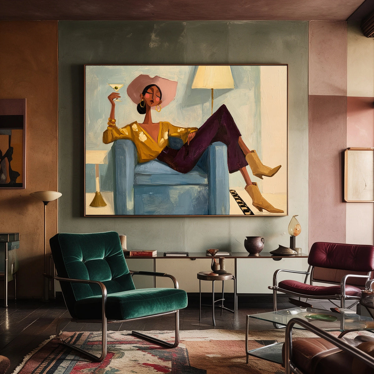 A Toast in Teal — artwork in an interior setting 8