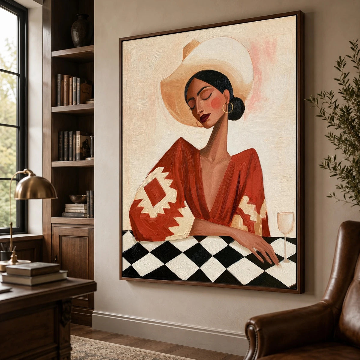 At the Checkered Table — side view of the artwork