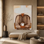 Both Hands Around Coffee — front view in a living space