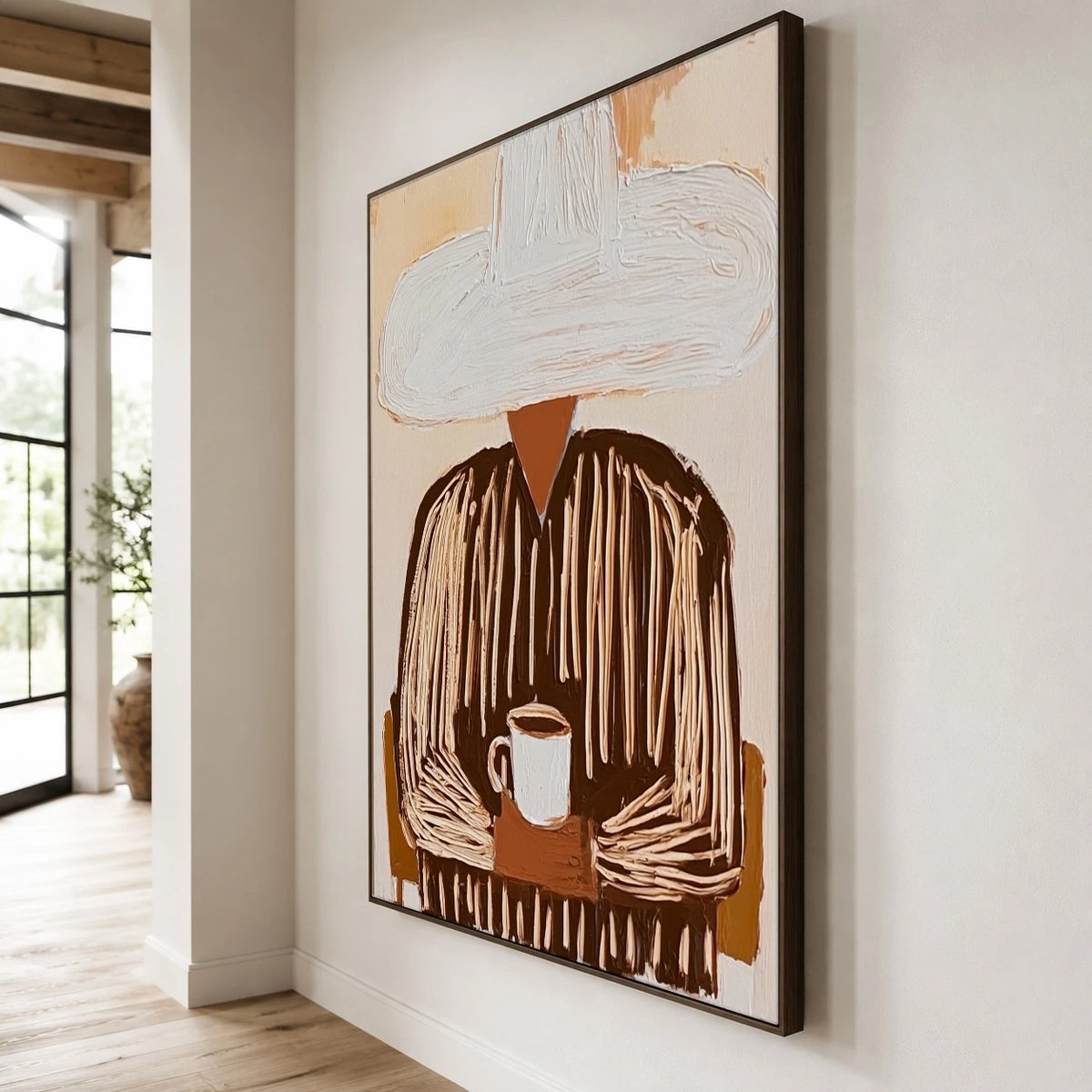 Both Hands Around Coffee — side view of the artwork