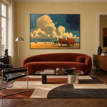 Clouds Over the Herd — artwork in an interior setting 6