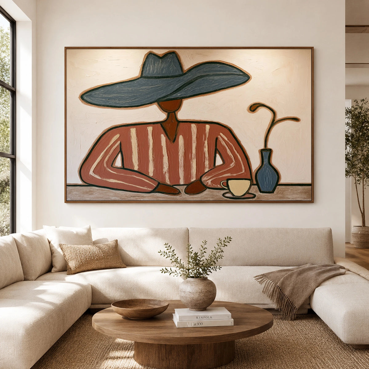 Coffee Beneath Blue — front view in a living space