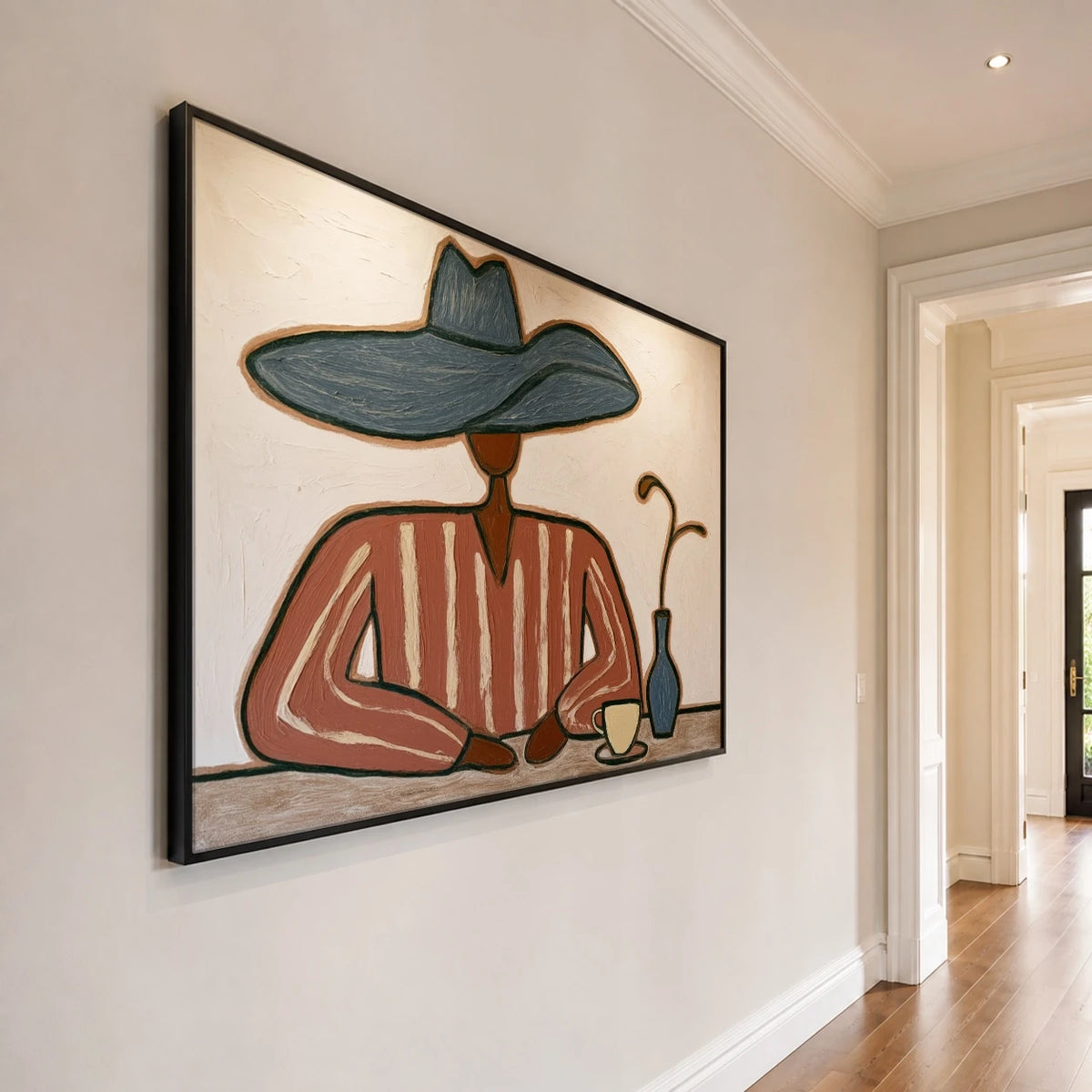 Coffee Beneath Blue — side view of the artwork