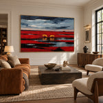 Crimson Prairie Pause — featured artwork in a living space