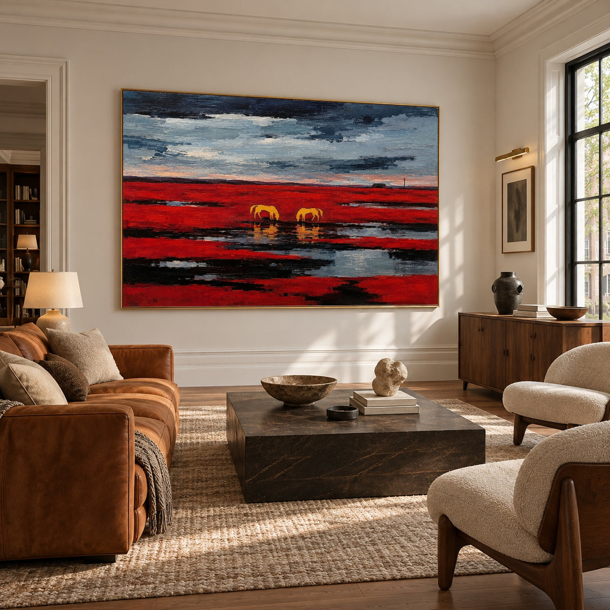 Crimson Prairie Pause — featured artwork in a living space