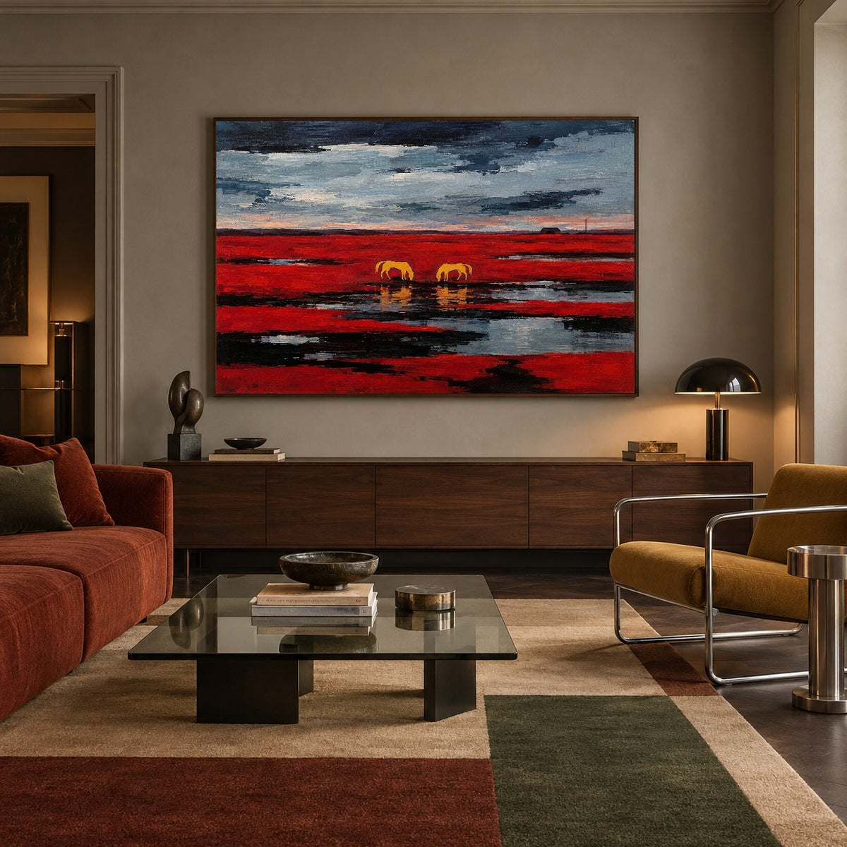 Crimson Prairie Pause — artwork in an interior setting 5