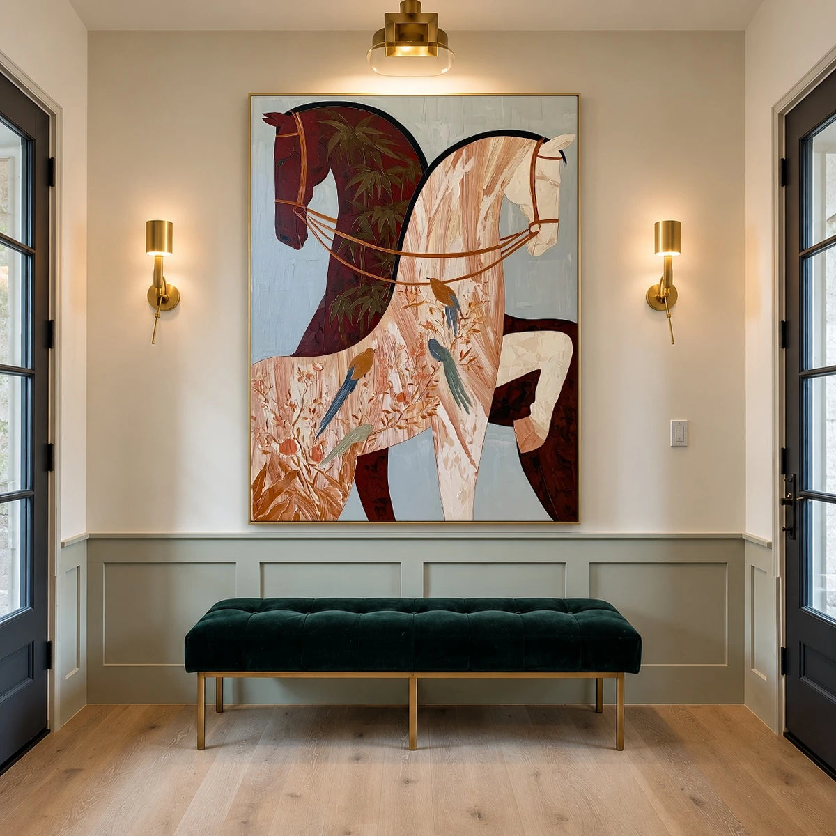 Ivory and Garnet Reins — artwork in an interior setting 6
