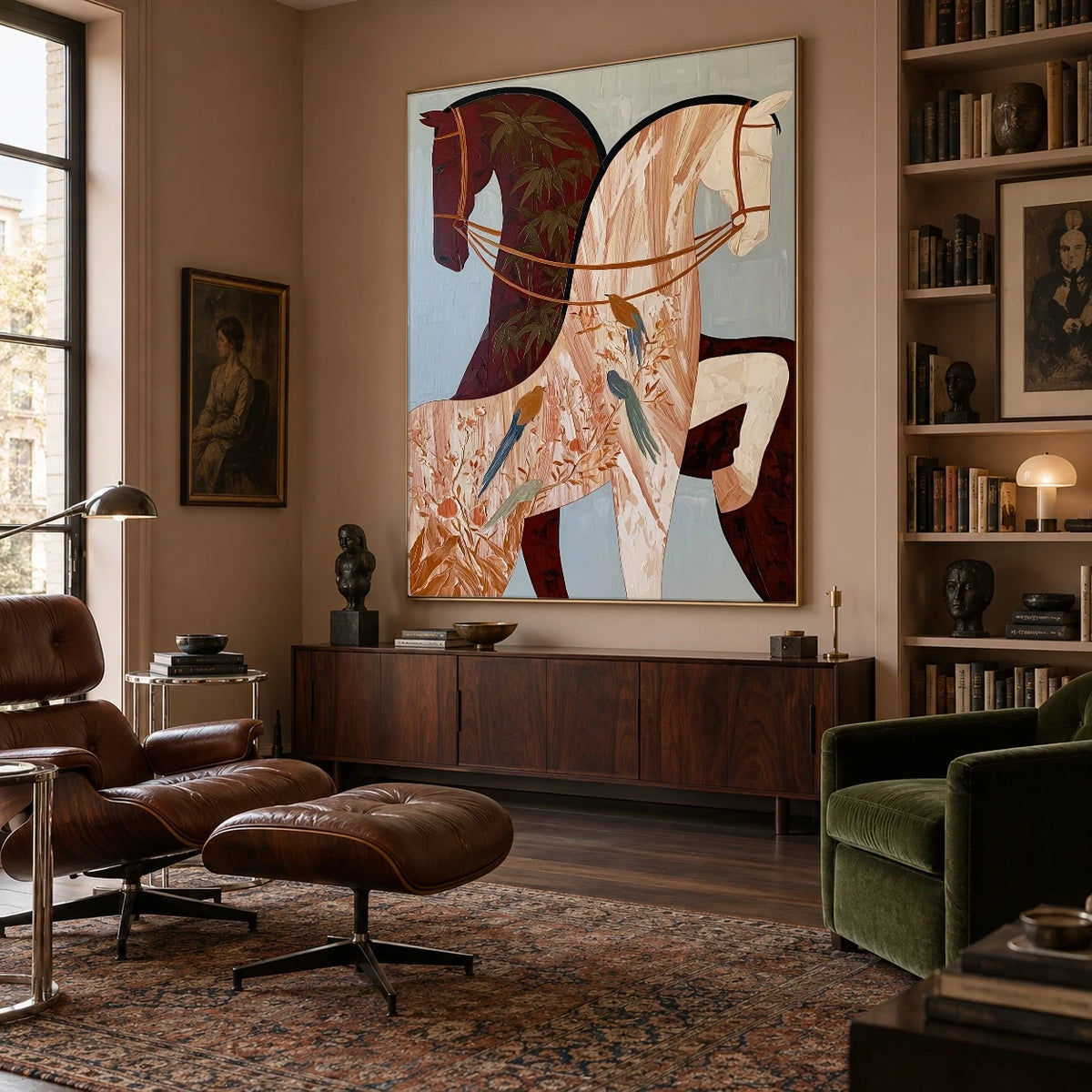 Ivory and Garnet Reins — artwork in an interior setting 7