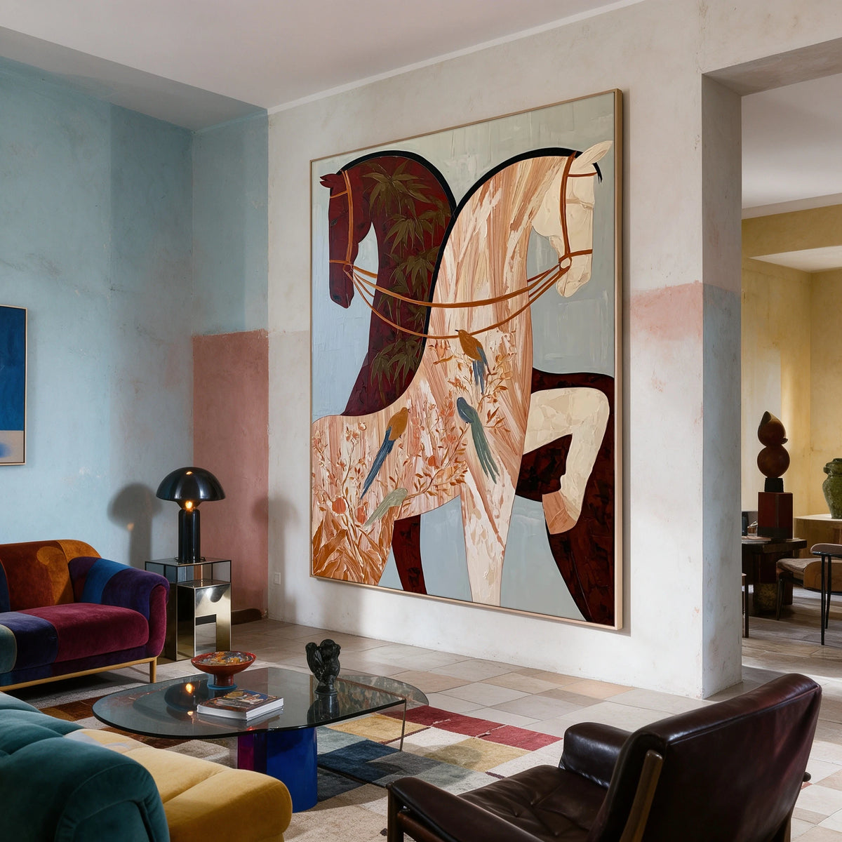 Ivory and Garnet Reins — artwork in an interior setting 8