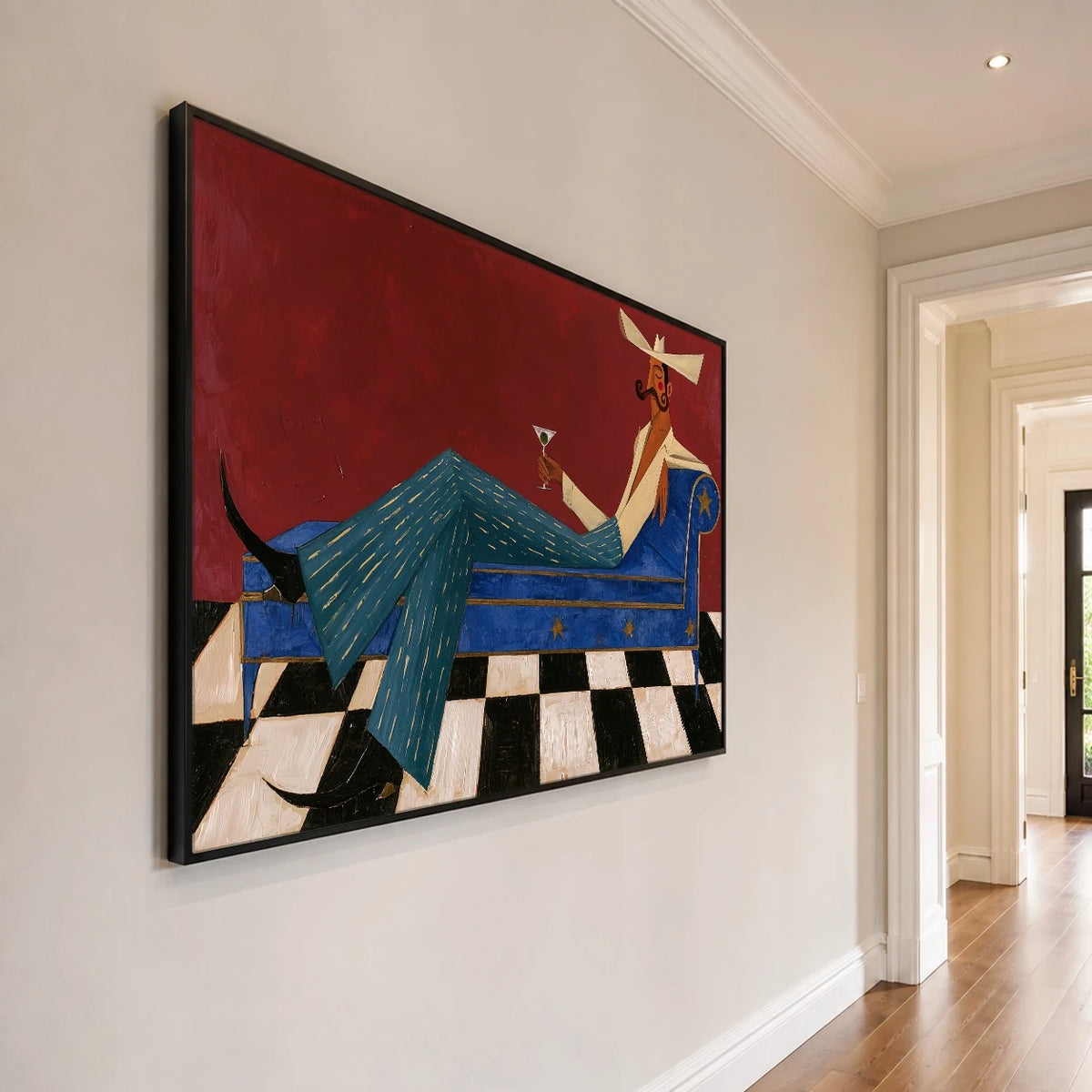 Leisure in Cobalt — side view of the artwork