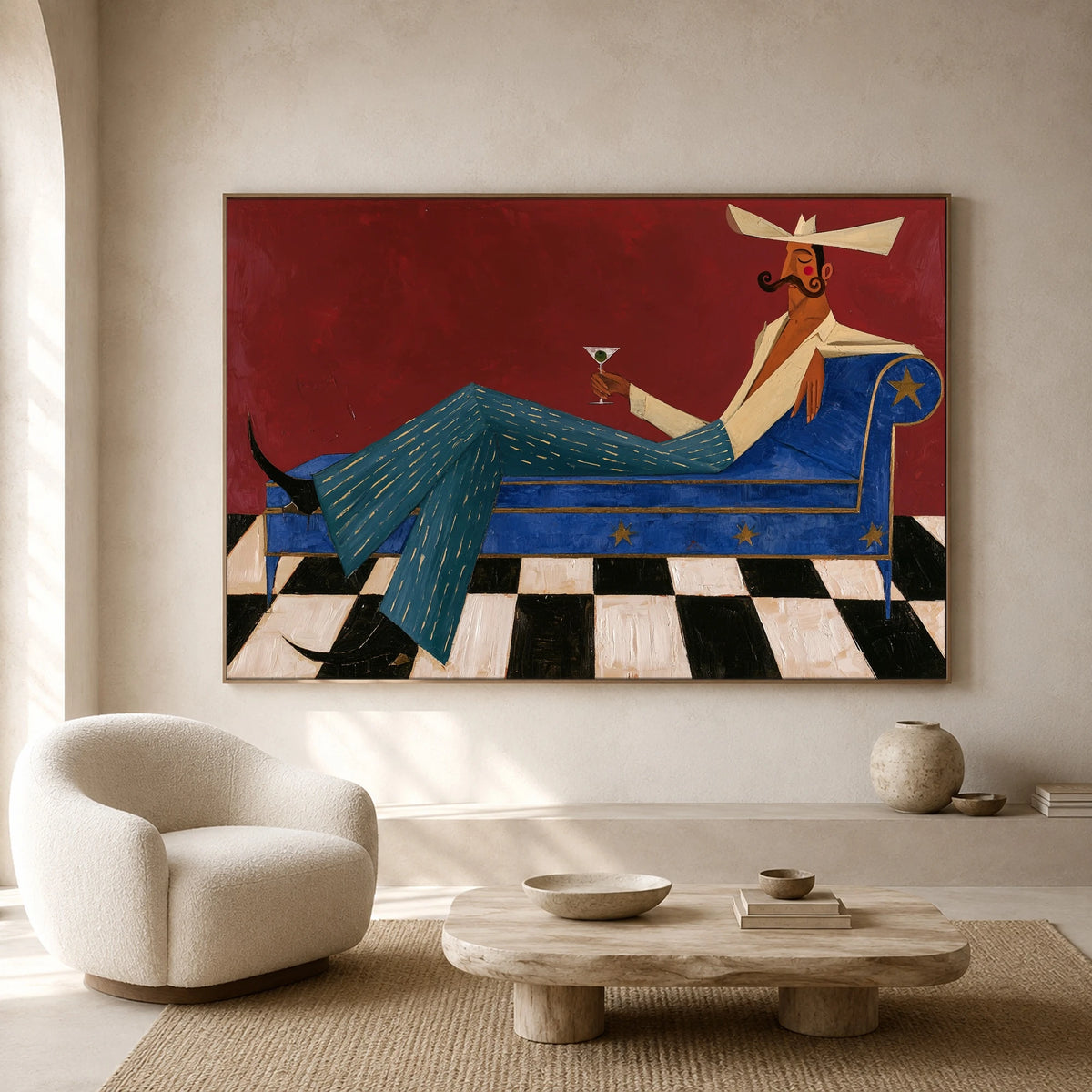 Leisure in Cobalt — artwork in an interior setting 3