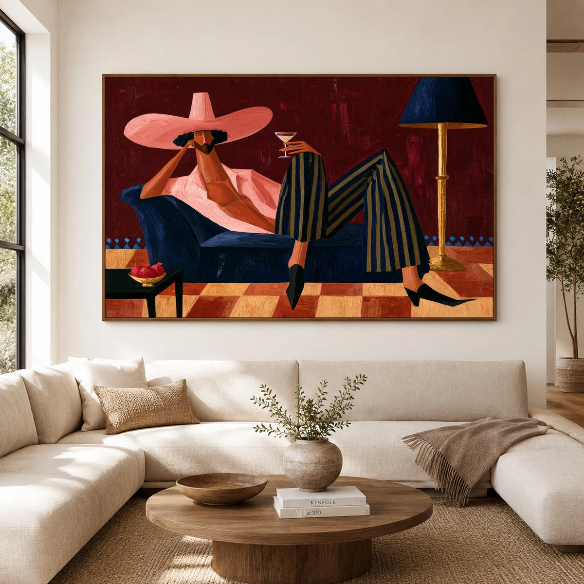Off Duty in Rose — front view in a living space