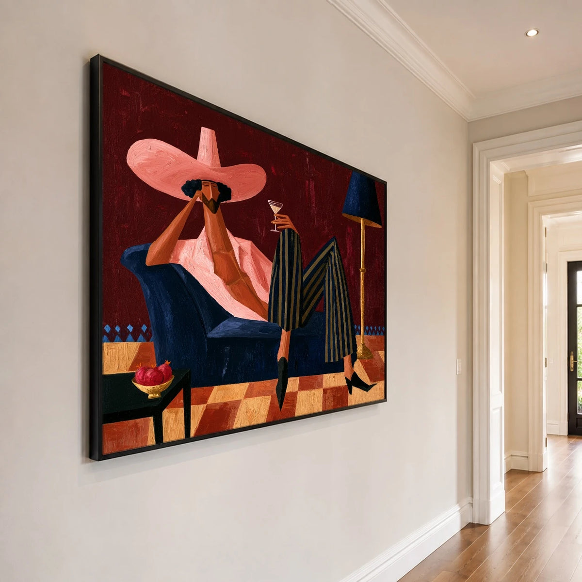 Off Duty in Rose — side view of the artwork