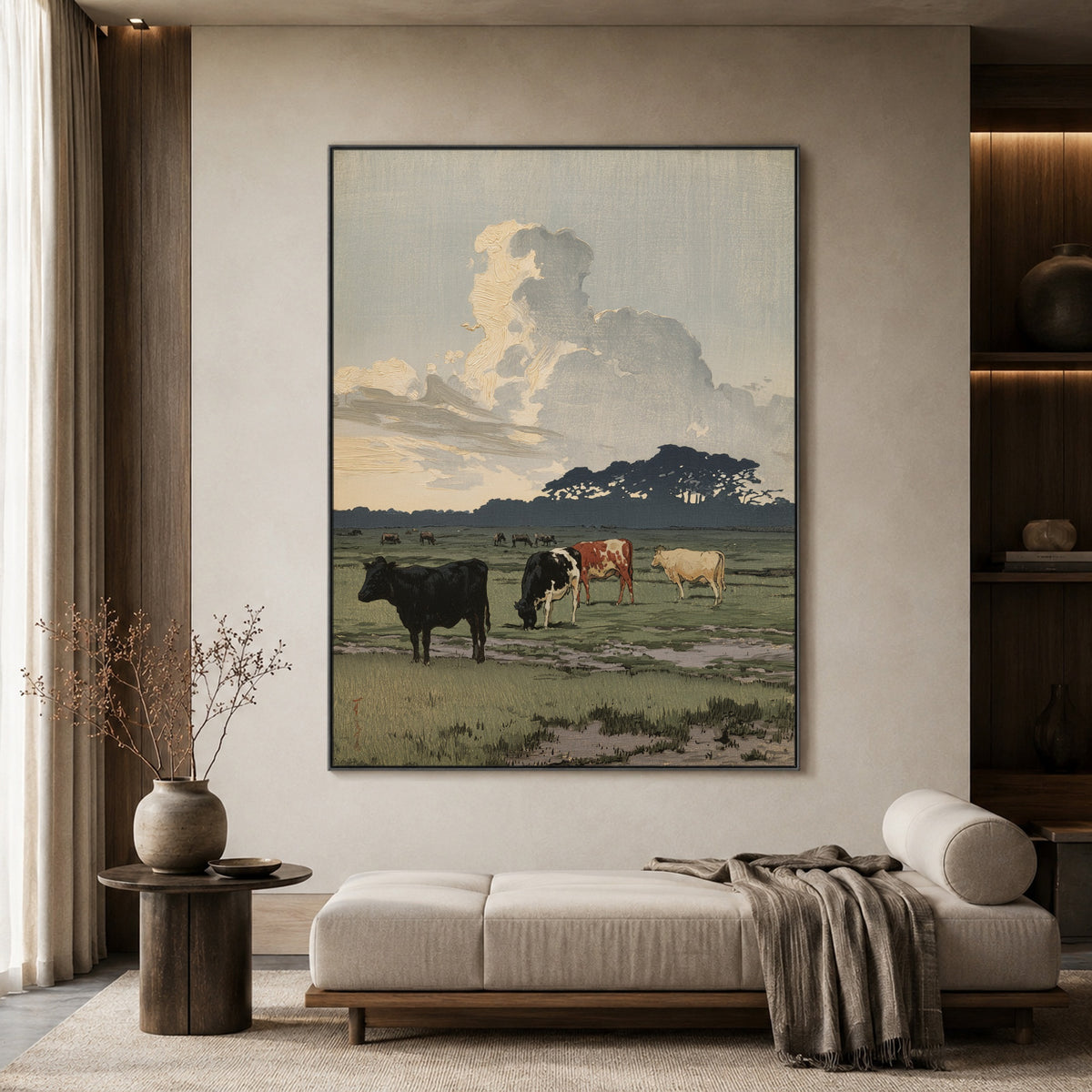 Pasture Beneath Great Clouds — front view in a living space