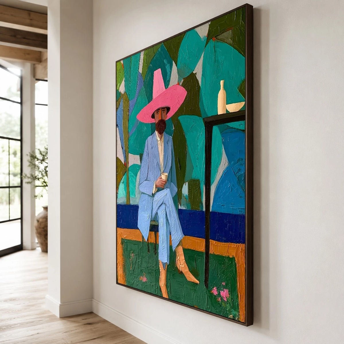 Pink Hat Garden Hour — side view of the artwork