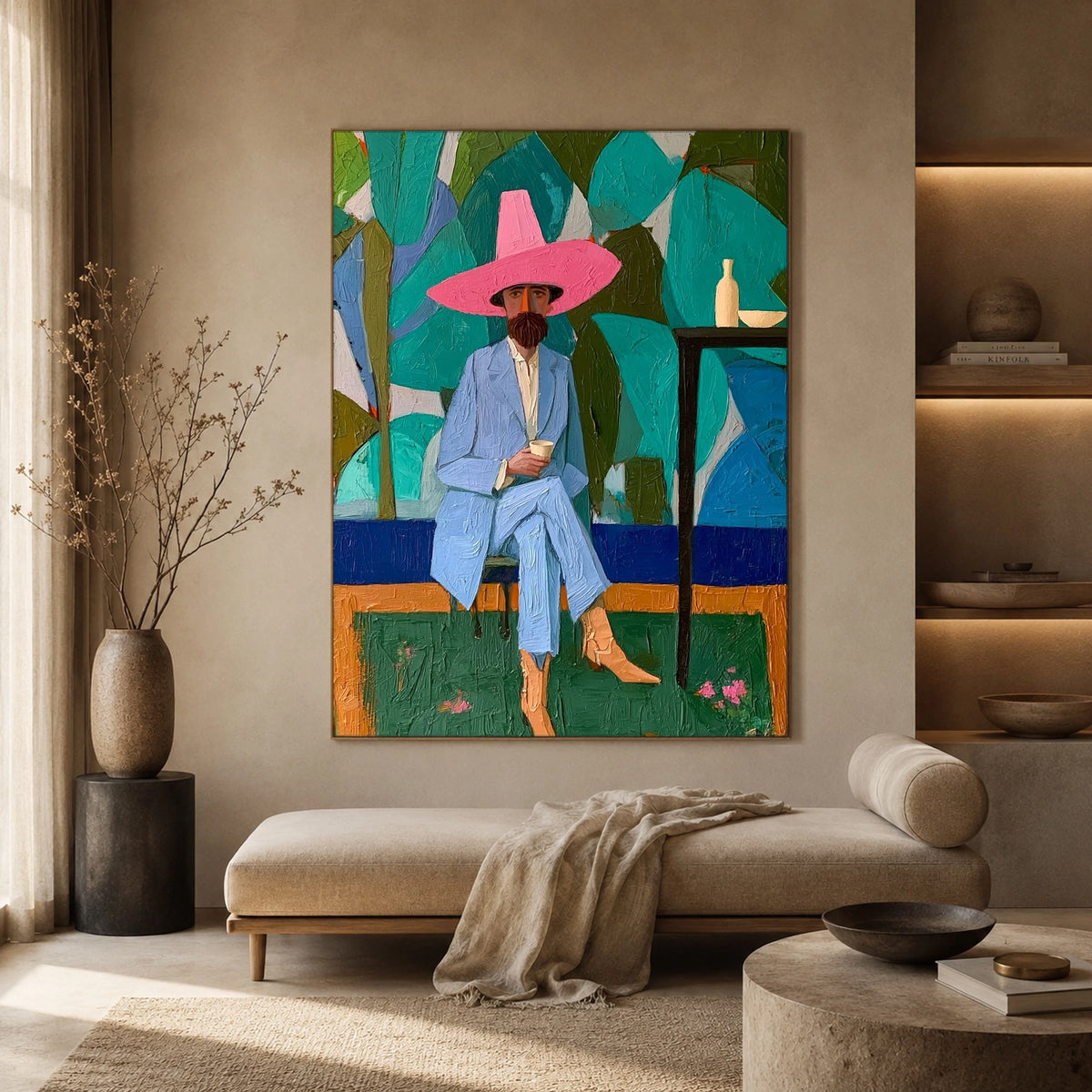 Pink Hat Garden Hour — artwork in an interior setting 3