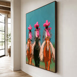 Pink Hats Ride Together — side view of the artwork
