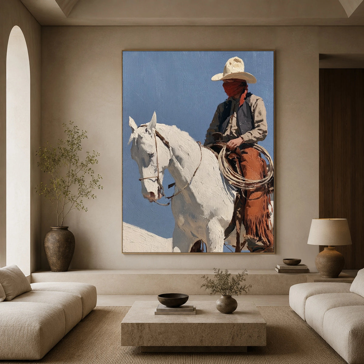 Reins Beneath Blue — front view in a living space