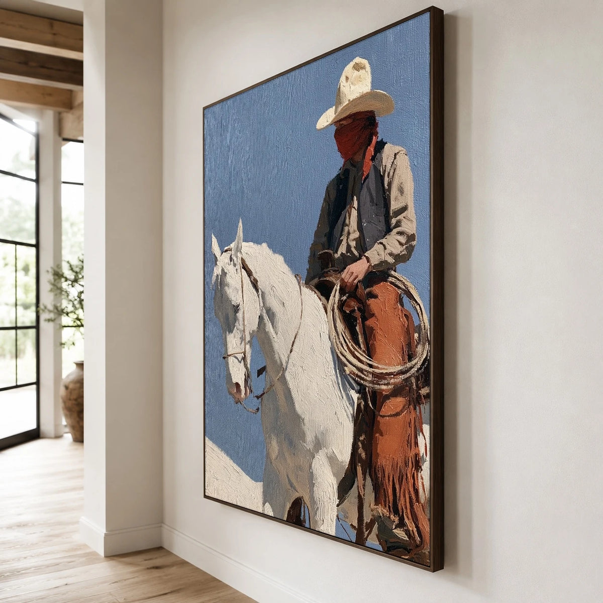 Reins Beneath Blue — side view of the artwork