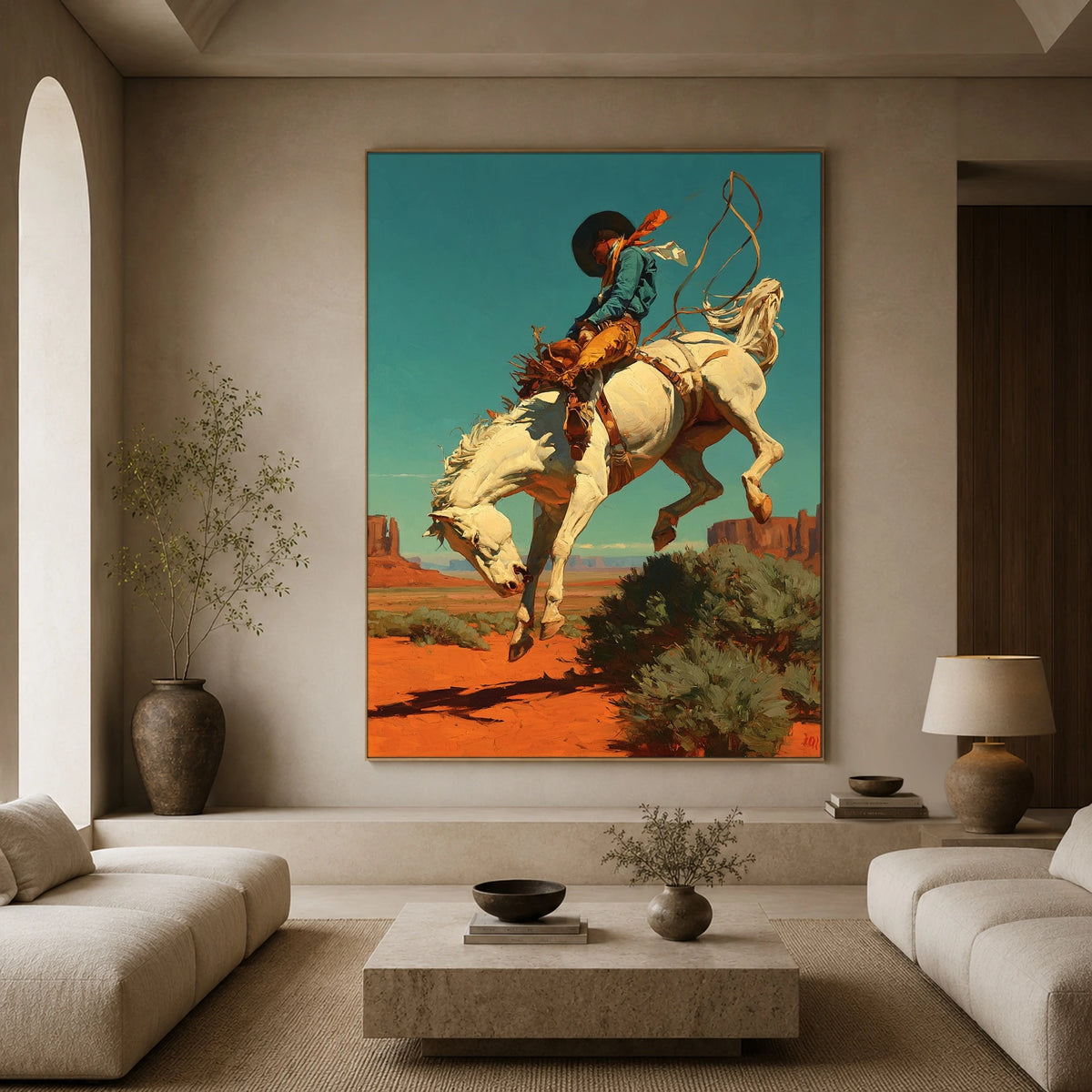 Rope Against Turquoise — front view in a living space