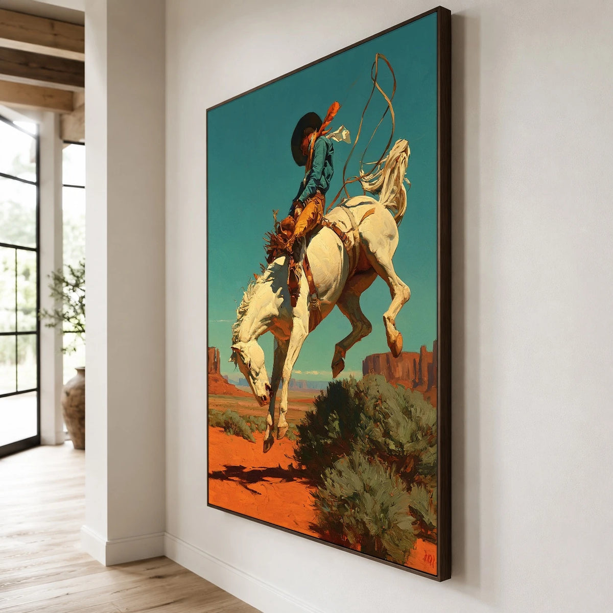 Rope Against Turquoise — side view of the artwork