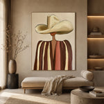 The Cream Hat Stranger — front view in a living space