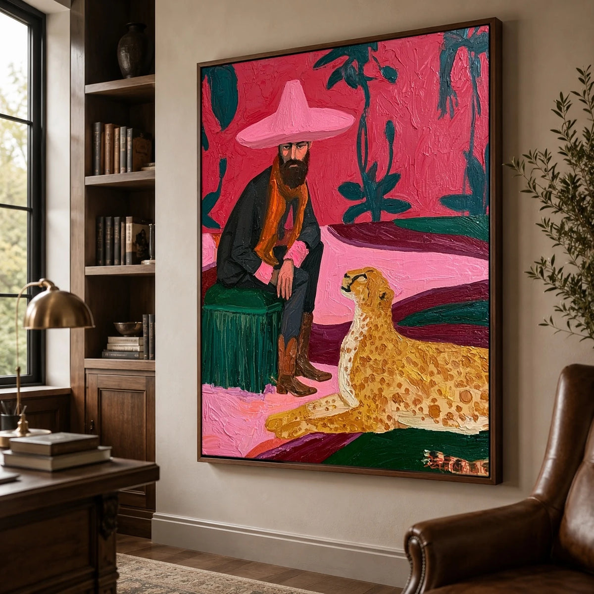 The Leopard at Ease — side view of the artwork