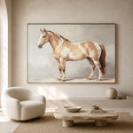 The Pale Pinto Portrait — front view in a living space