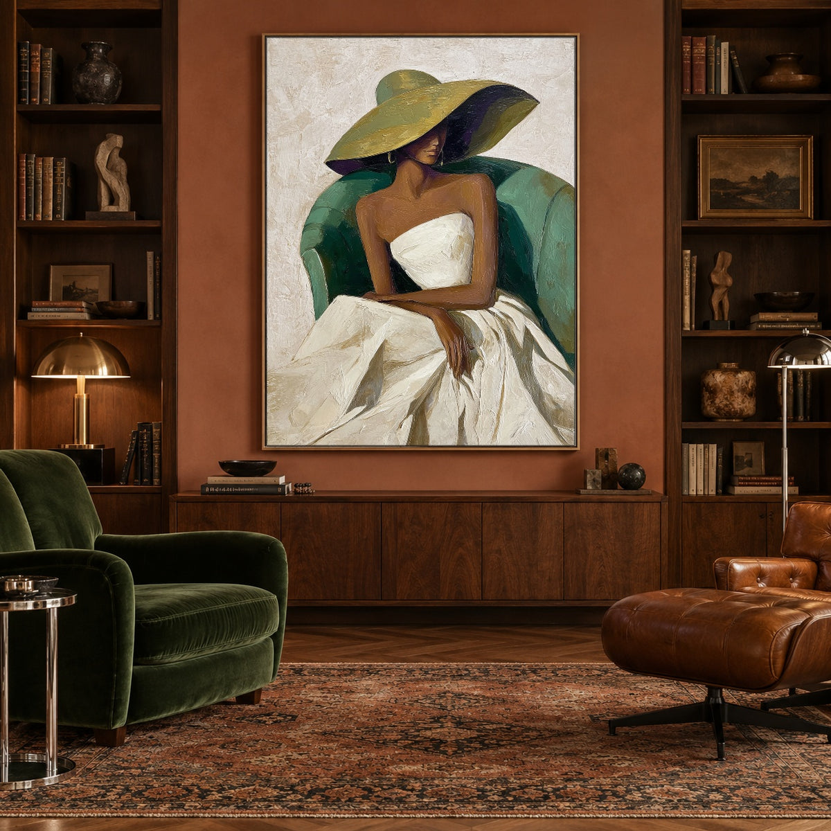 The Quiet Green Chair — front view in a living space
