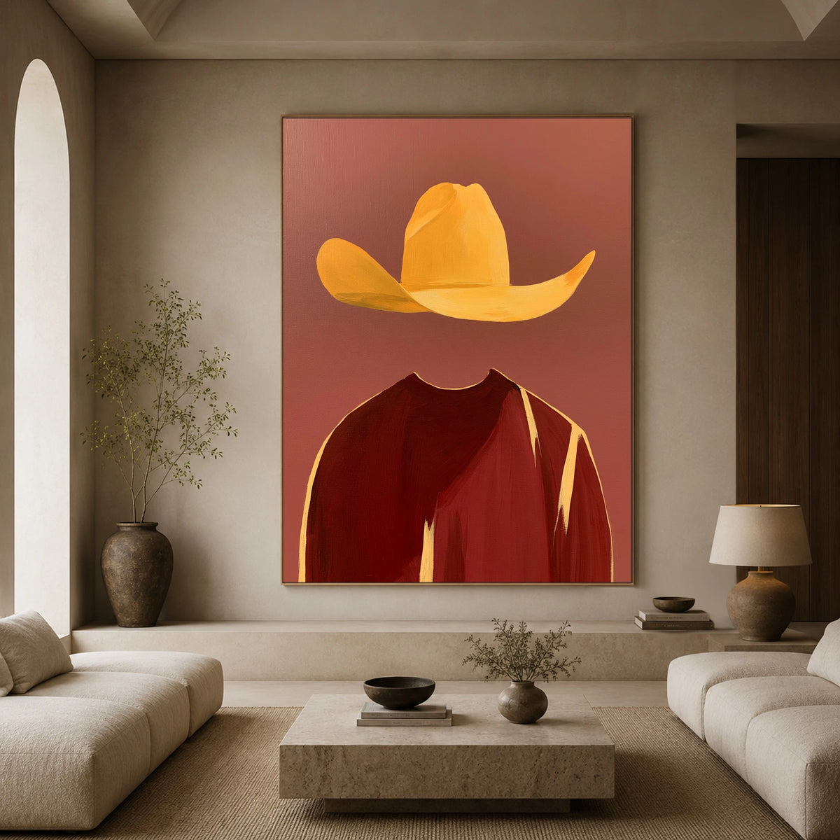 The Saffron Hat — front view in a living space