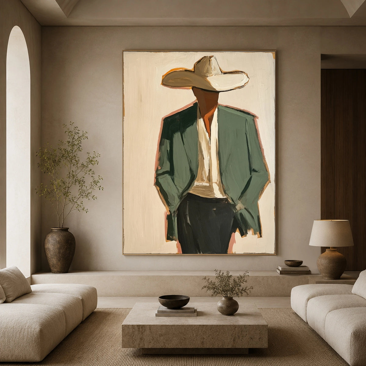 The Sage Jacket — front view in a living space