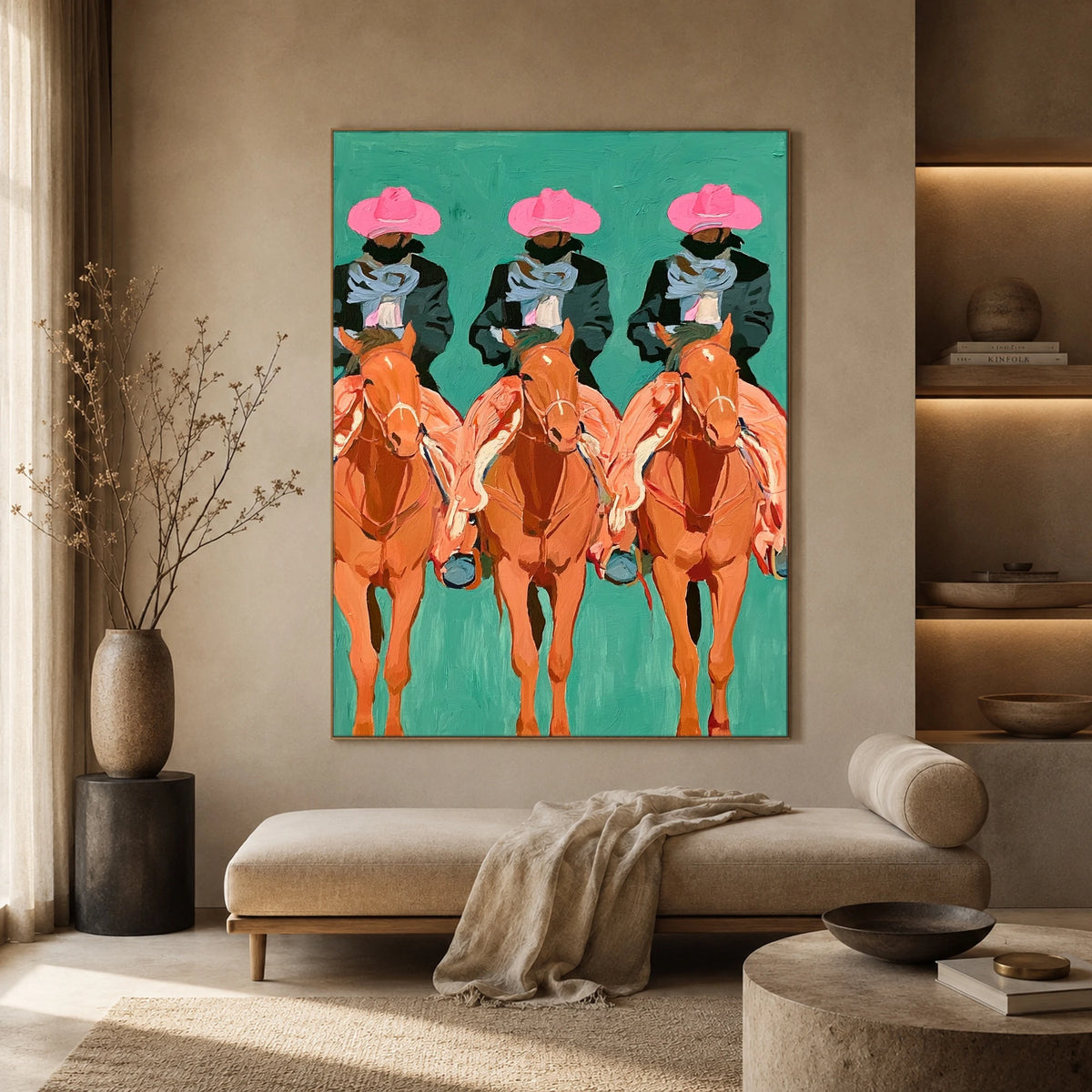 Three Rose Brims — front view in a living space
