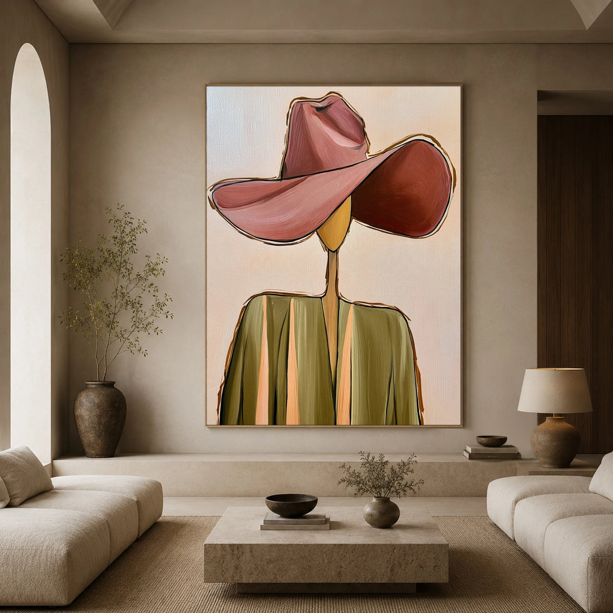 Tilted Rose Silhouette — front view in a living space