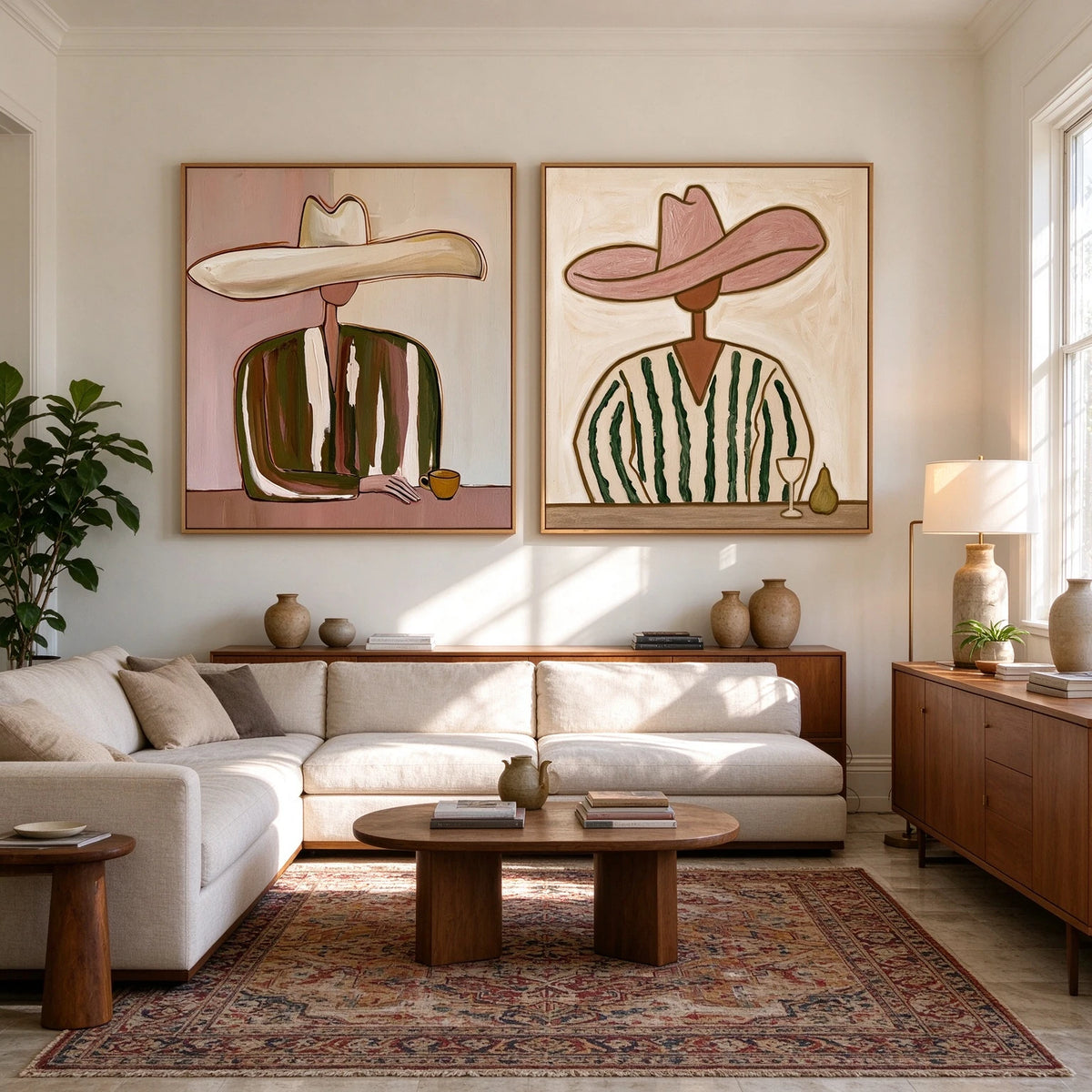 Two Cups Two Brims — front view in a living space