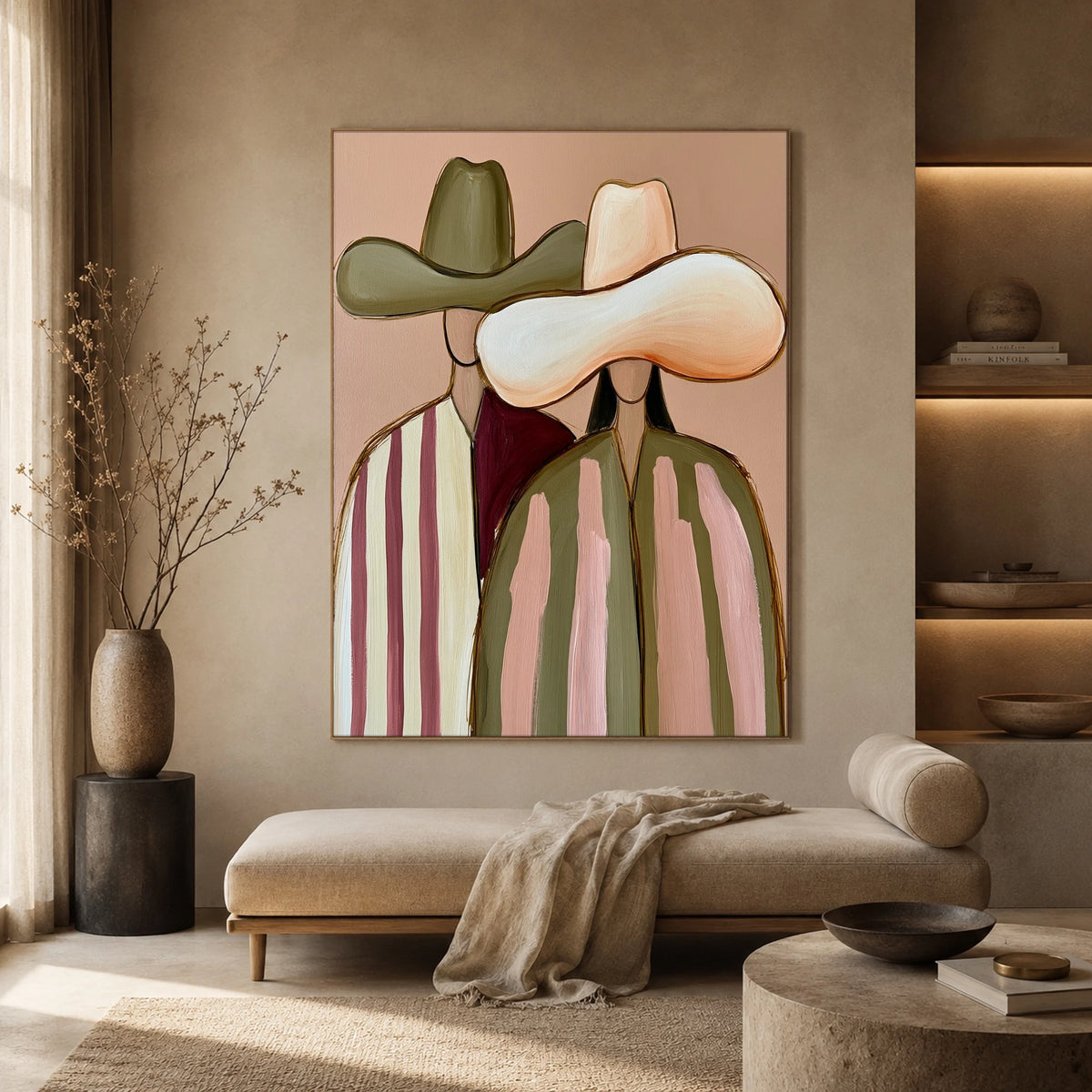 Two Hats Together — front view in a living space