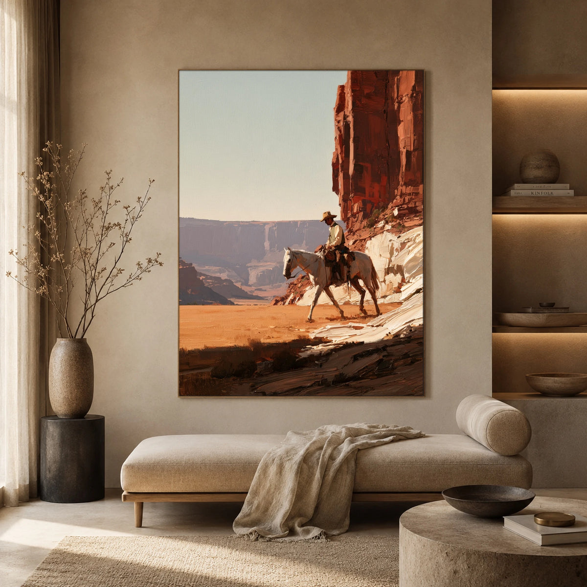Where Red Cliffs Rise — front view in a living space
