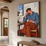 Coffee Before the World — oblique side view of the artwork