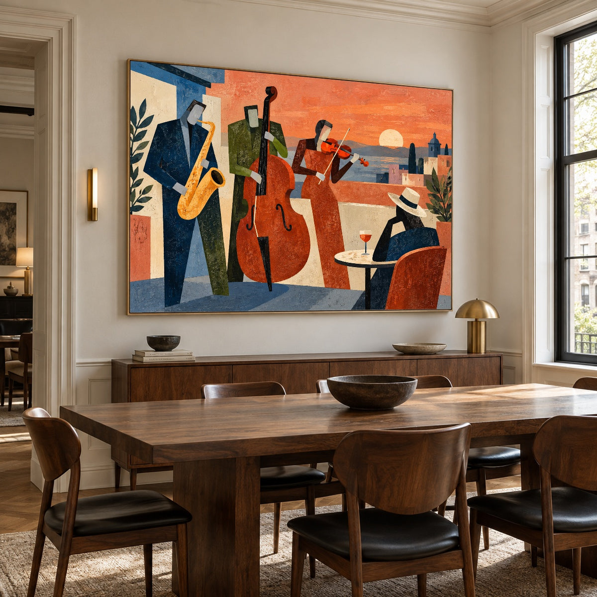 Courtyard Jazz Hours — oblique side view of the artwork