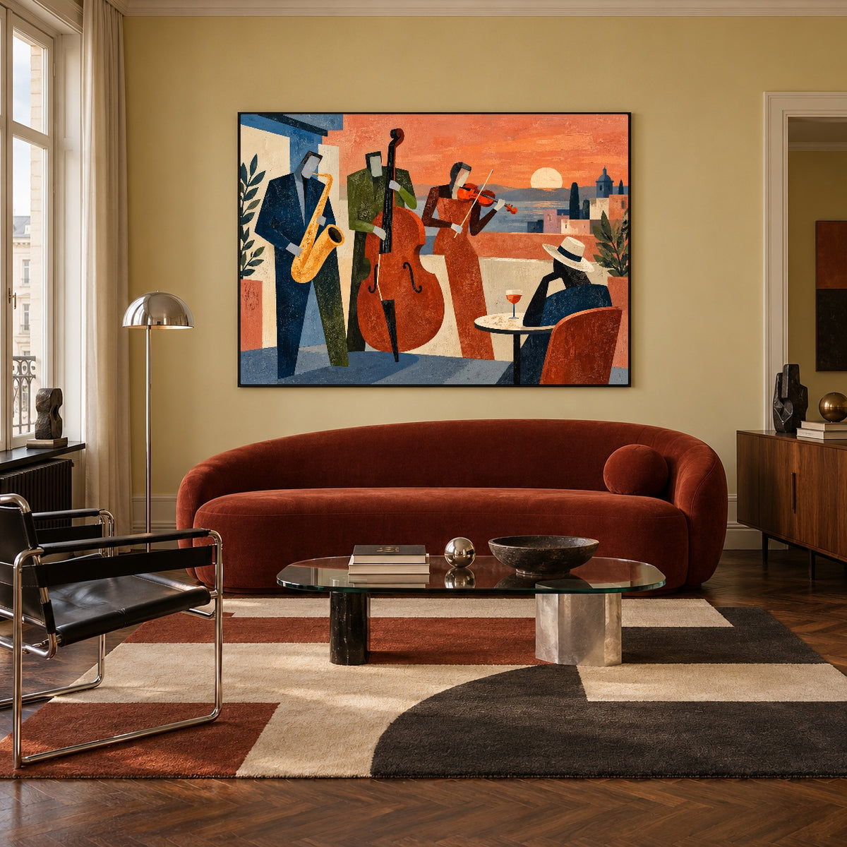 Courtyard Jazz Hours — artwork in an interior setting 4
