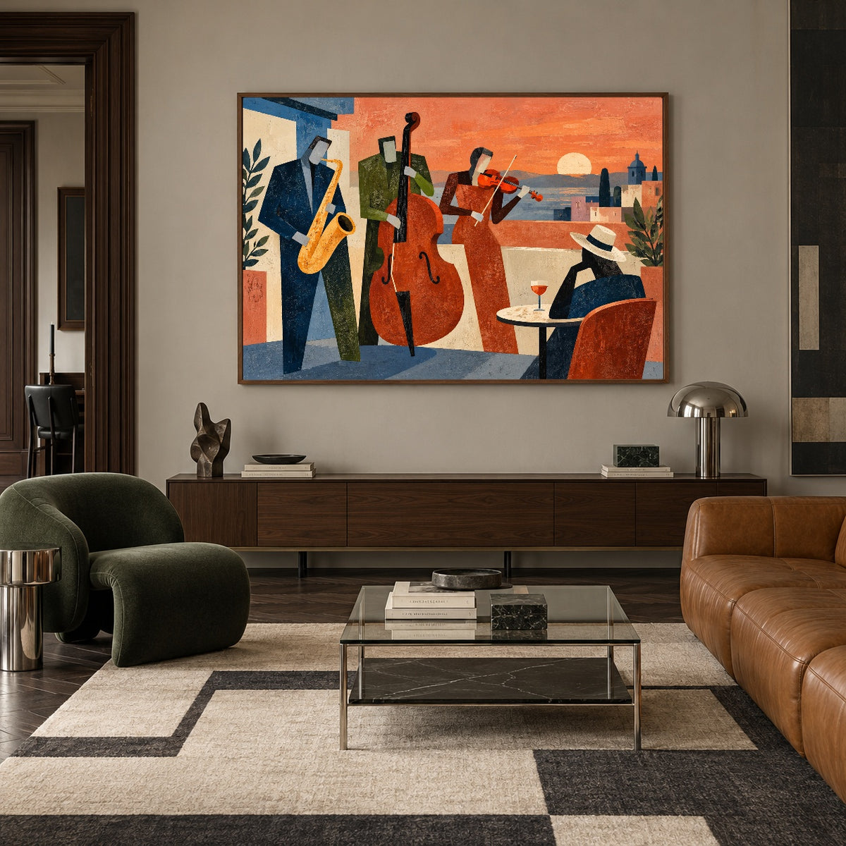 Courtyard Jazz Hours — artwork in an interior setting 5