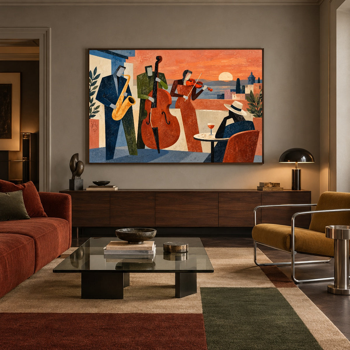 Courtyard Jazz Hours — artwork in an interior setting 6