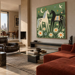 Horses Among Daisies — oblique side view of the artwork