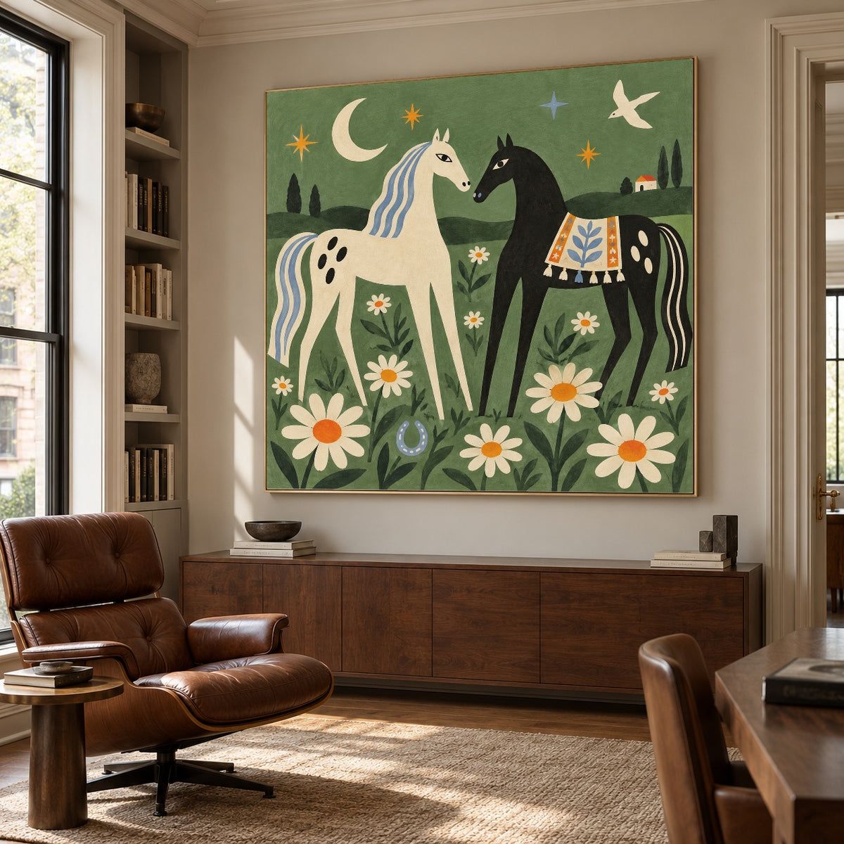 Horses Among Daisies — artwork in an interior setting 4