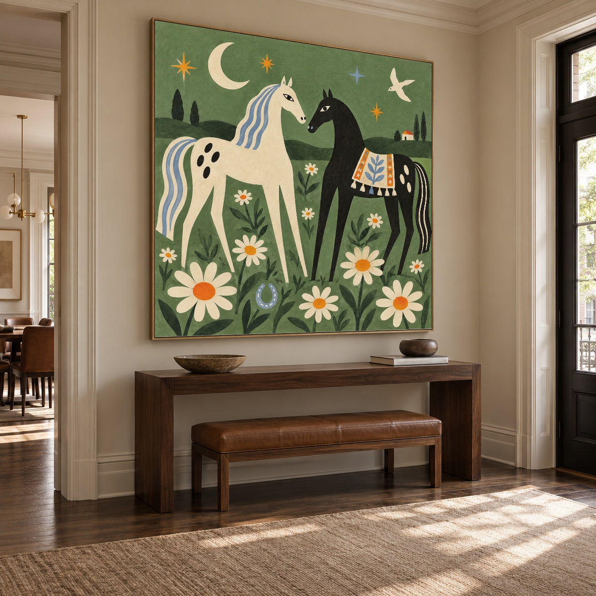 Horses Among Daisies — artwork in an interior setting 5