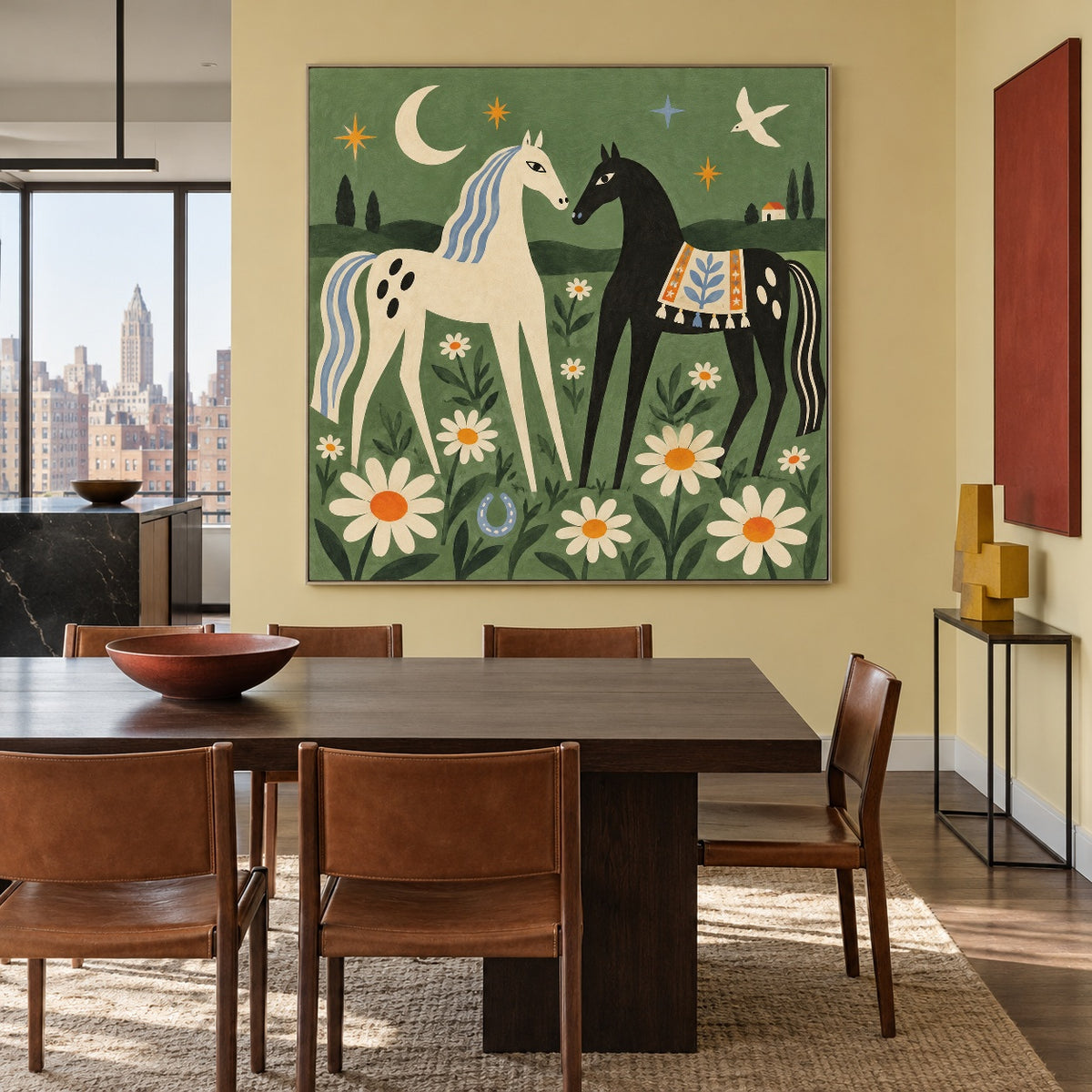 Horses Among Daisies — artwork in an interior setting 7