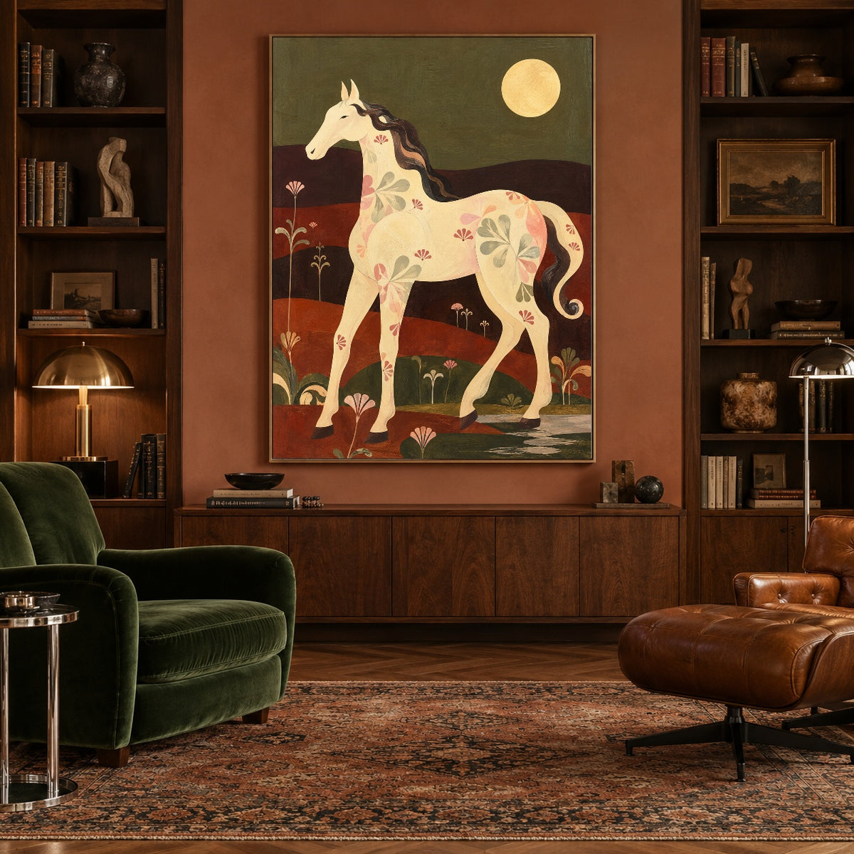 Moon Over Petal Fields — featured artwork in a living space